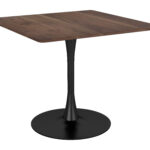 Square Modern Industrial Dining Table with Brown Finish, Seats 4