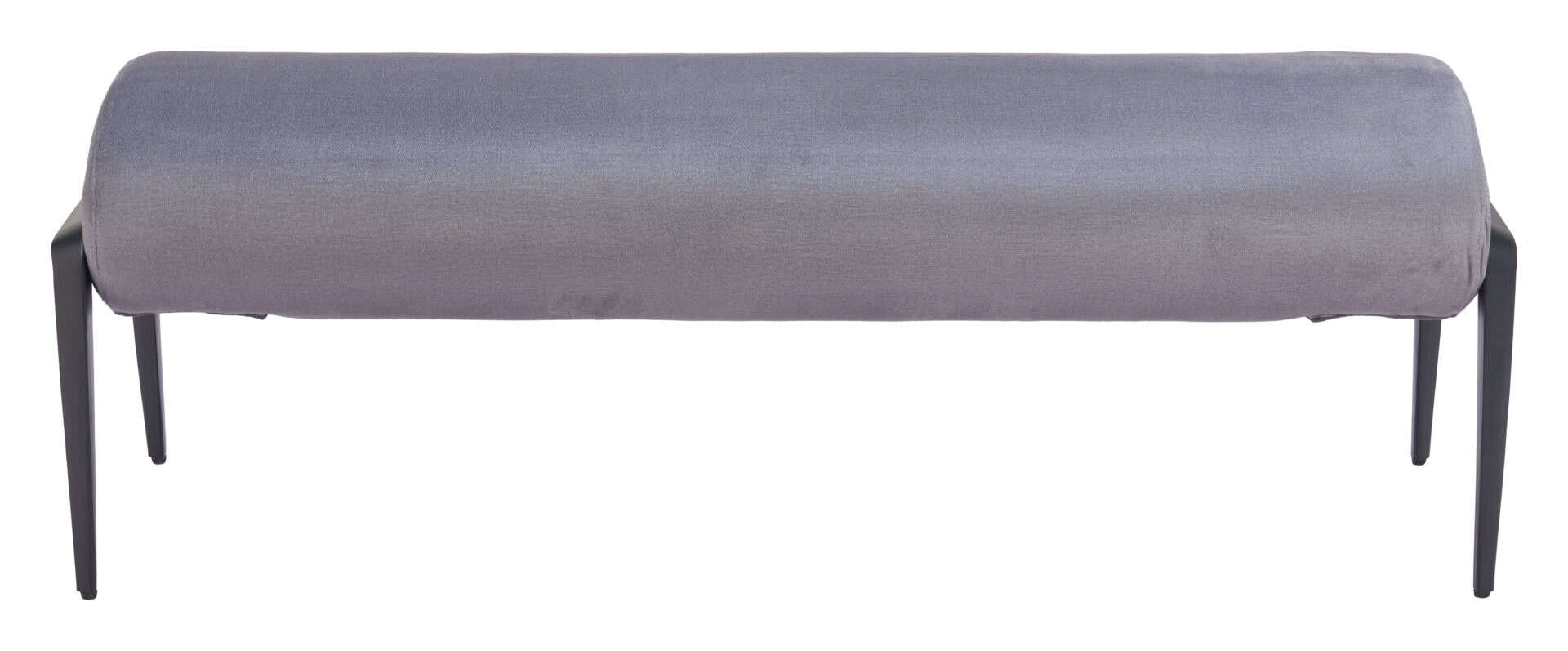 Modern Gray Velvet Bench with Steel Frame and Rubber Feet 3 Modern Gray Velvet Bench with Steel Frame and Rubber Feet - Image 3