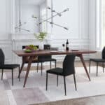 Black Modern Dining Chair with Geometric Stitching and Steel Legs (Set of 4) 9 Black Modern Dining Chair with Geometric Stitching and Steel Legs (Set of 4)