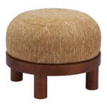 Yellow Ottoman with Solid Wood Frame and Rubberwood Legs