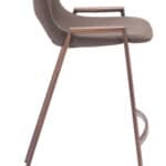Mid-Century Modern Counter Stool Brown with Walnut Legs (Set of 2)