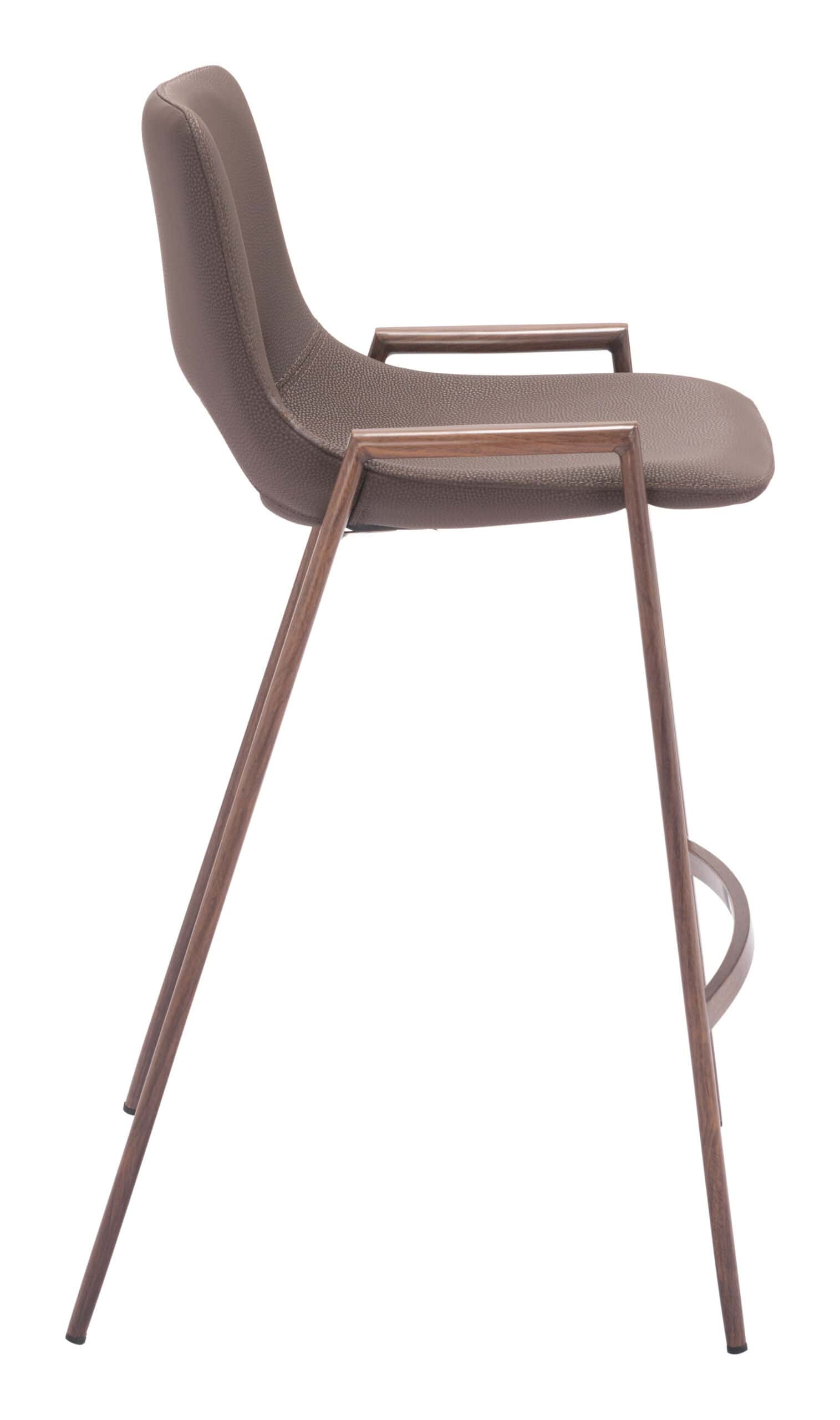 Mid-Century Modern Counter Stool Brown with Walnut Legs (Set of 2)
