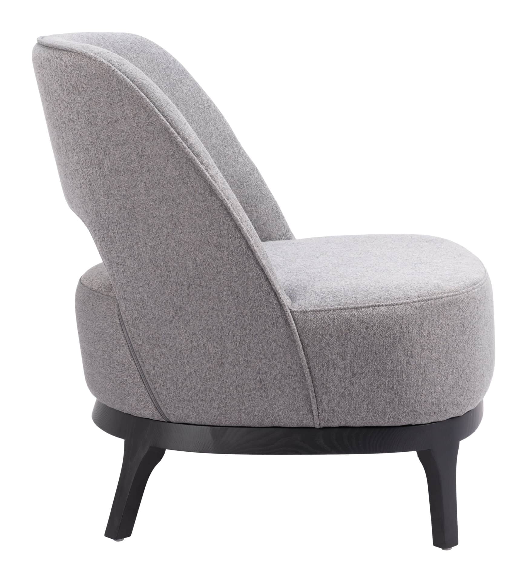 Gray Vinyl Accent Chair with Wood Base and Rubber Feet Protection 3 Gray Vinyl Accent Chair with Wood Base and Rubber Feet Protection - Image 3