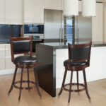 Swivel Counter Stool with Upholstered Seat and Backrest (Set of 2)
