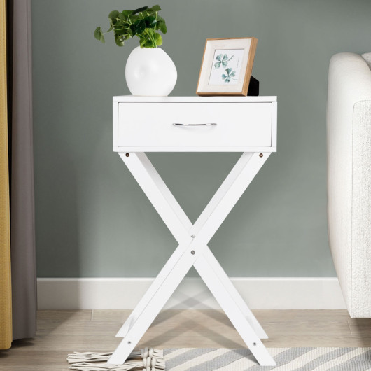 X Base Wooden End Table with Drawer for Living Room 2 X Base Wooden End Table with Drawer for Living Room - Image 2