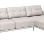 Modern Beige Leather Chaise Sectional with Steel Legs 7 Modern Beige Leather Chaise Sectional with Steel Legs