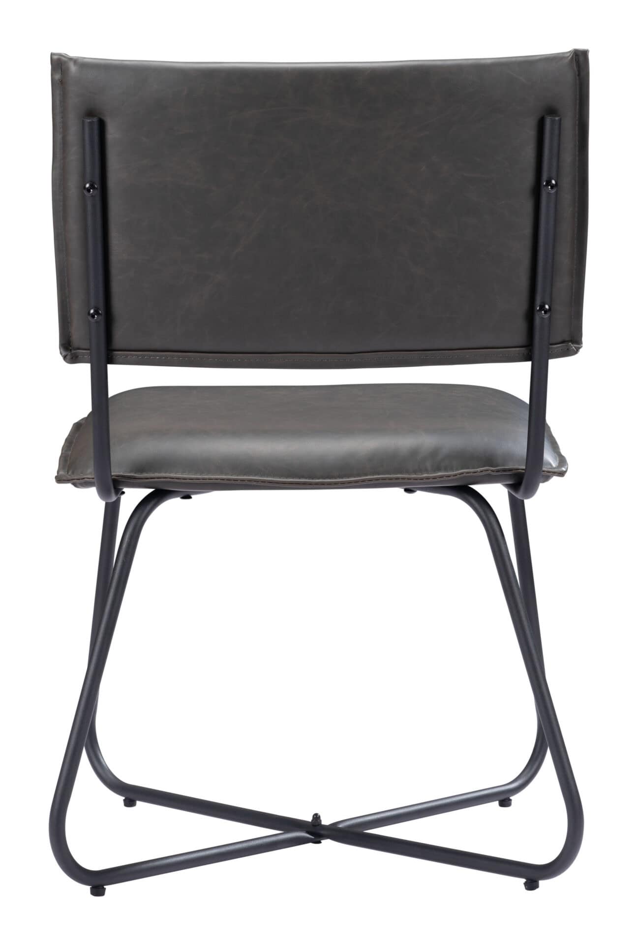 Modern Gray Faux Leather Dining Chairs with Steel Legs (Set of 2) 7 Modern Gray Faux Leather Dining Chairs with Steel Legs (Set of 2) - Image 7
