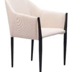 Beige Dining Chair with Steel Frame and Armrest Support (Set of 2)