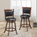 Swivel Counter Stool with Upholstered Seat and Backrest (Set of 2)