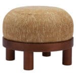 Yellow Ottoman with Solid Wood Frame and Rubberwood Legs