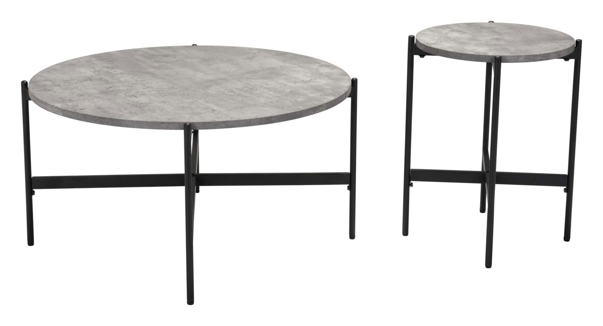 Modern Gray and Black Round Coffee Table Set (2-Piece) 7 Modern Gray and Black Round Coffee Table Set (2-Piece) - Image 7