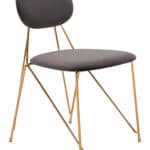 Gray Velvet Dining Chair with Gold Steel Legs (Set of 2) 17 Gray Velvet Dining Chair with Gold Steel Legs (Set of 2)