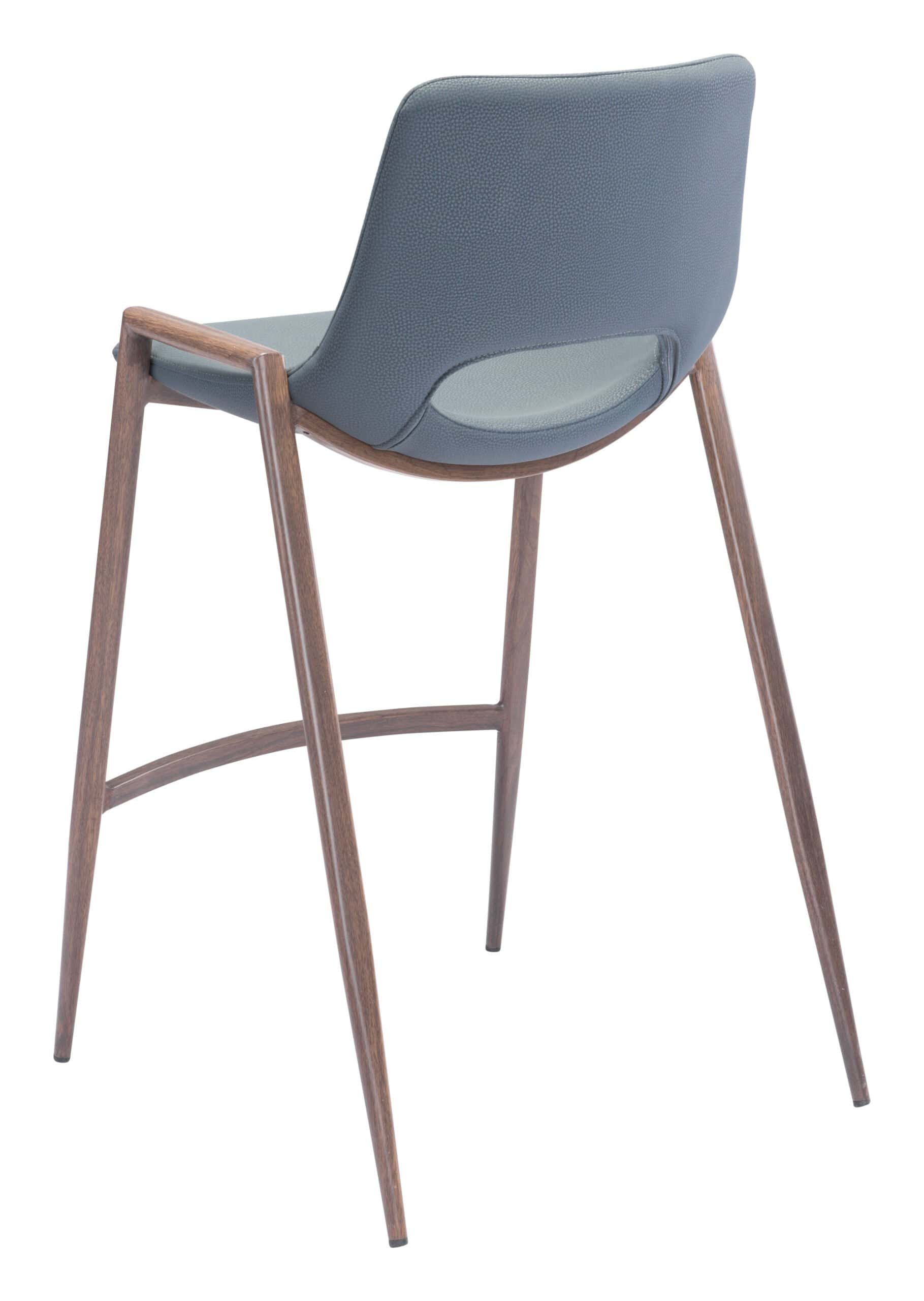 Mid-Century Modern Gray Faux Leather Counter Stool with Walnut Legs (Set of 2)