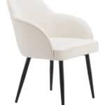 Ivory Velvet Dining Chair with Steel Frame and Armrests (Set of 2) 13 Ivory Velvet Dining Chair with Steel Frame and Armrests (Set of 2)