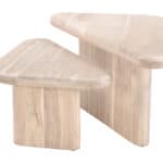 Natural Acacia Wood Boho Coffee Table Set with Triangular Tops (Set of 2) 11 Natural Acacia Wood Boho Coffee Table Set with Triangular Tops (Set of 2)