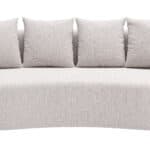 Beige Outdoor Sofa with Aluminum Frame and Weather Resistant Cushions