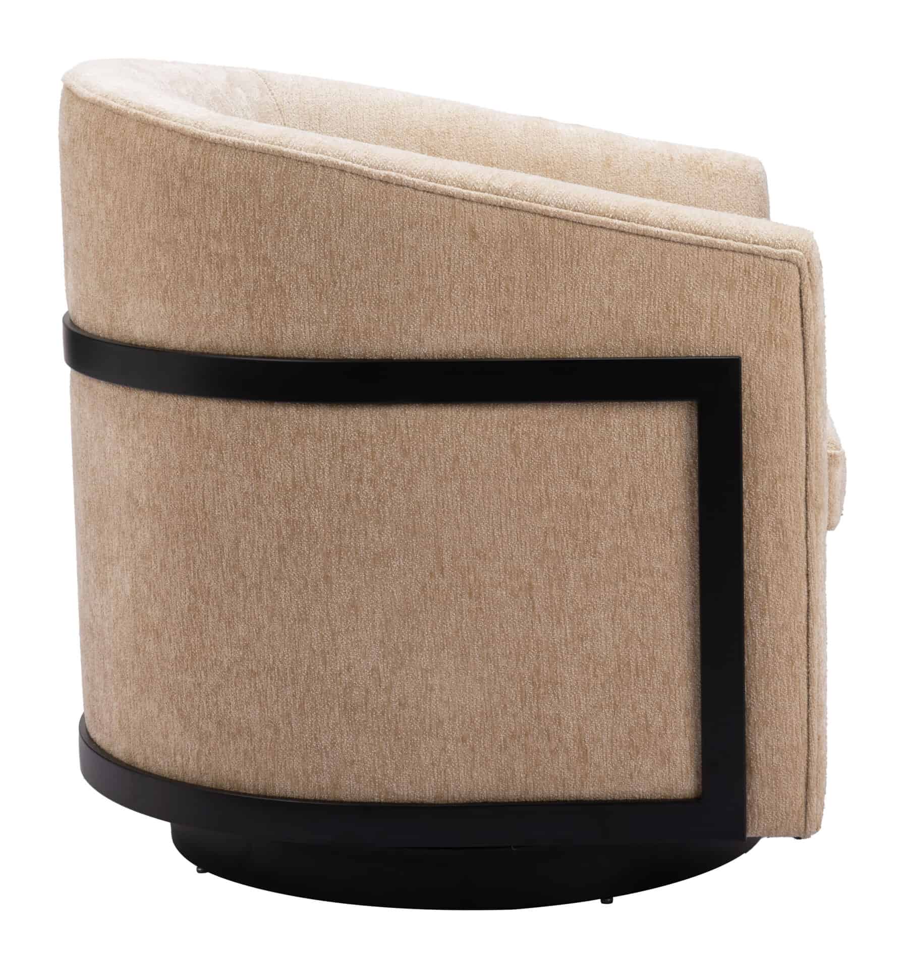 Velvet Swivel Accent Chair with Steel Base in Golden Beige 2 Velvet Swivel Accent Chair with Steel Base in Golden Beige - Image 2