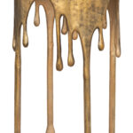 Antique Brass Drip Round Side Table with Steel Frame 8 Antique Brass Drip Round Side Table with Steel Frame