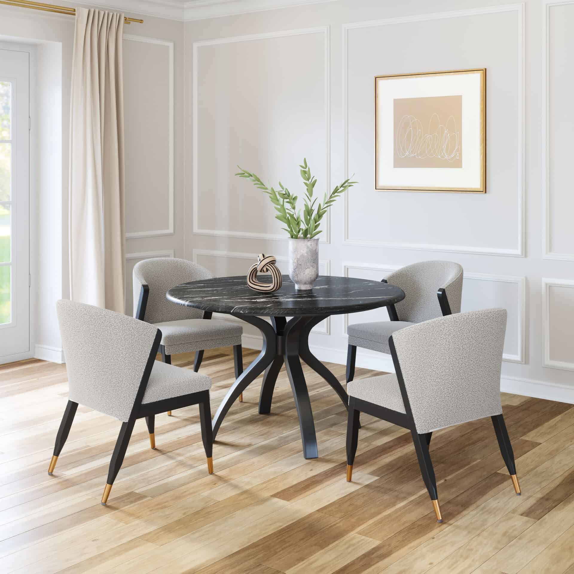 Misty Gray Dining Chair with Wood Frame and Stainless Steel Legs 2 Misty Gray Dining Chair with Wood Frame and Stainless Steel Legs - Image 2
