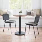 Round Pedestal Bistro Table with Brown and Black Finish