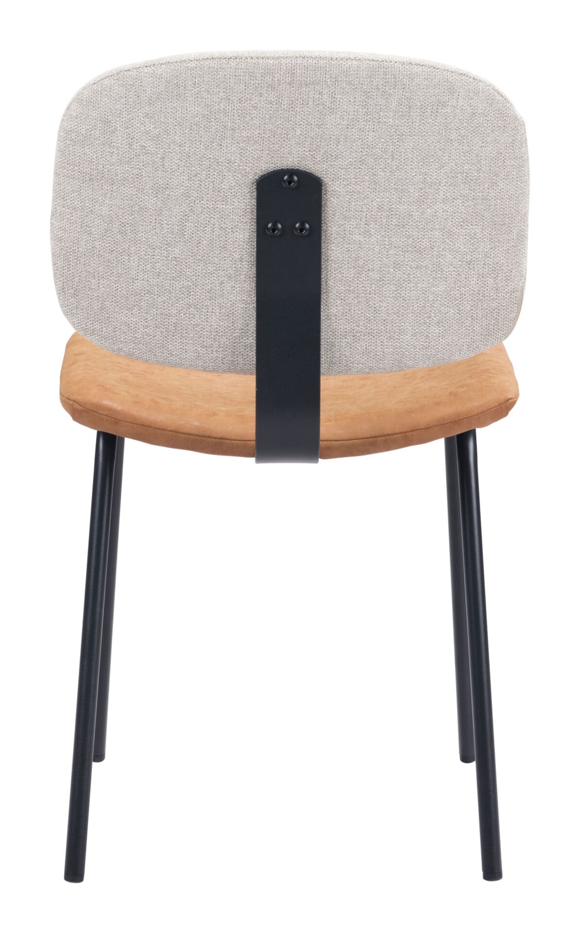 Beige and Brown Dining Chair with Faux Leather and Steel Legs (Set of 2) 6 Beige and Brown Dining Chair with Faux Leather and Steel Legs (Set of 2) - Image 6