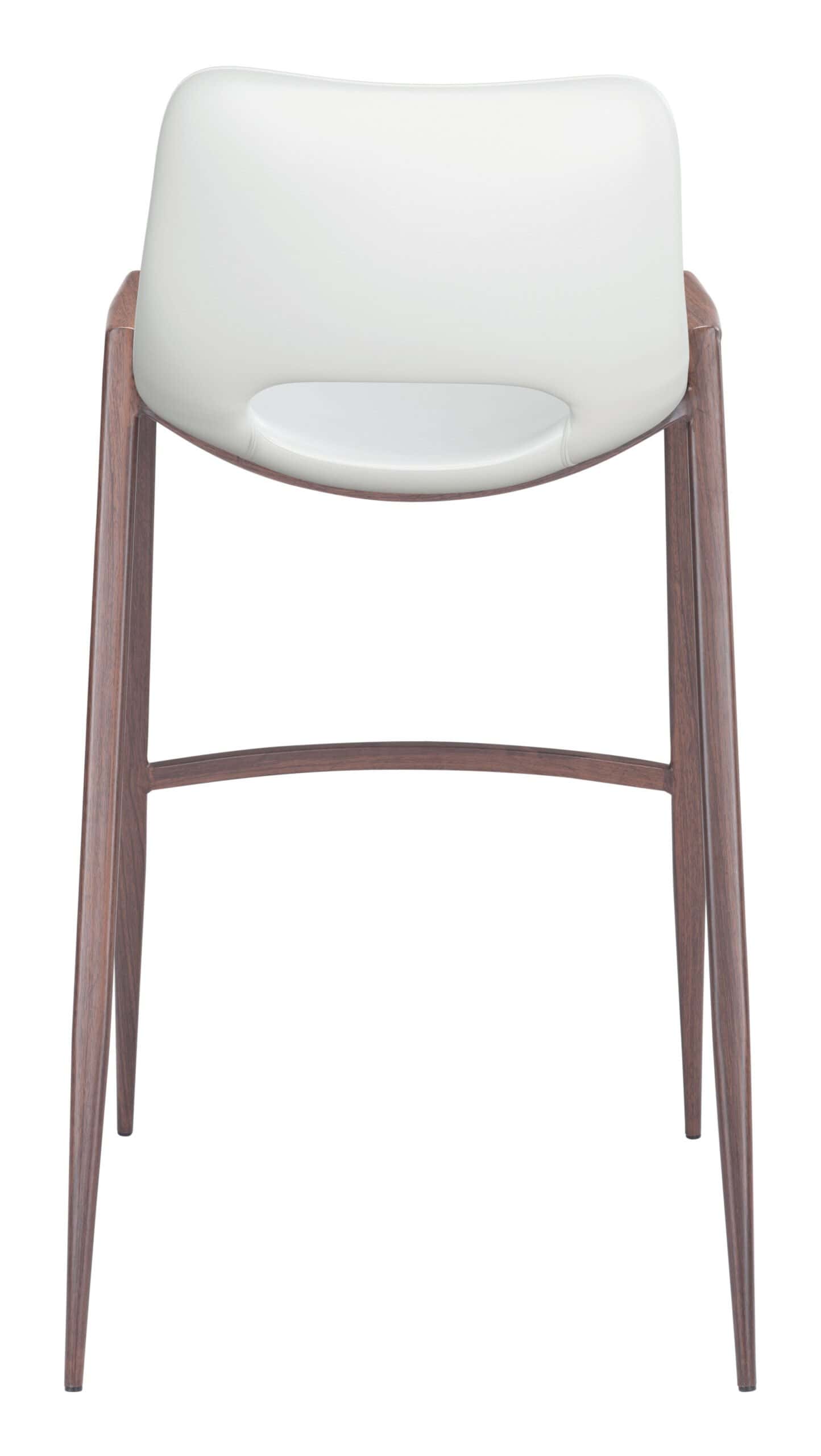 Mid-Century Modern Faux Leather Barstool with Walnut Legs (Set of 2)