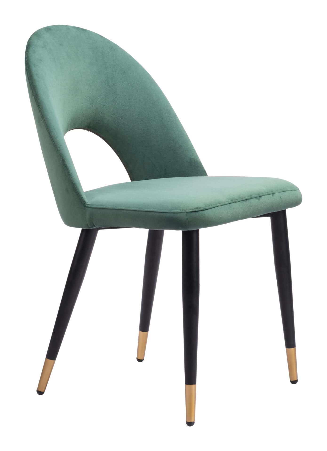 Modern Green Velvet Dining Chair with Steel Base (Set of 2) 8 Modern Green Velvet Dining Chair with Steel Base (Set of 2) - Image 8