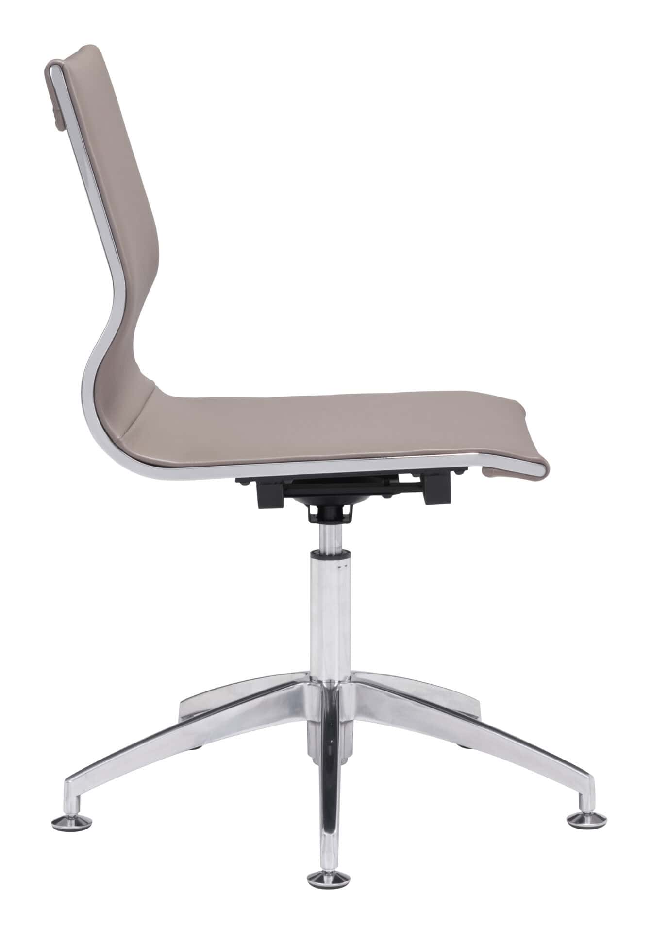 Slim Faux Leather Glider Chair with Lumbar Support, Taupe Finish 3 Slim Faux Leather Glider Chair with Lumbar Support, Taupe Finish - Image 3