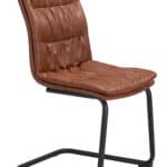 Vintage Brown Faux Leather Dining Chair with Steel Frame (Set of 2) 12 Vintage Brown Faux Leather Dining Chair with Steel Frame (Set of 2)