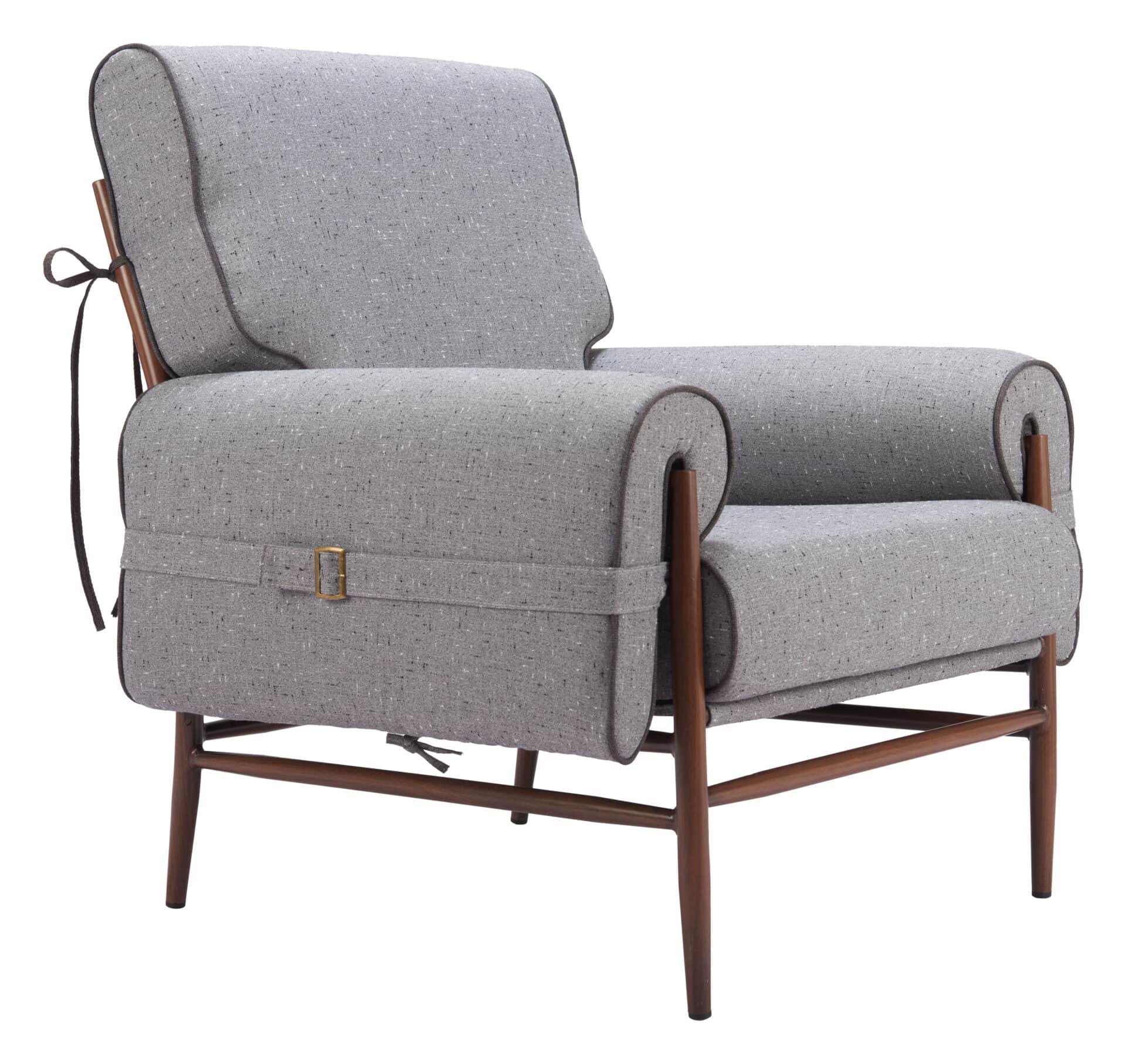 Gray Contemporary Accent Chair with Padded Armrests and Steel Frame 6 Gray Contemporary Accent Chair with Padded Armrests and Steel Frame - Image 6