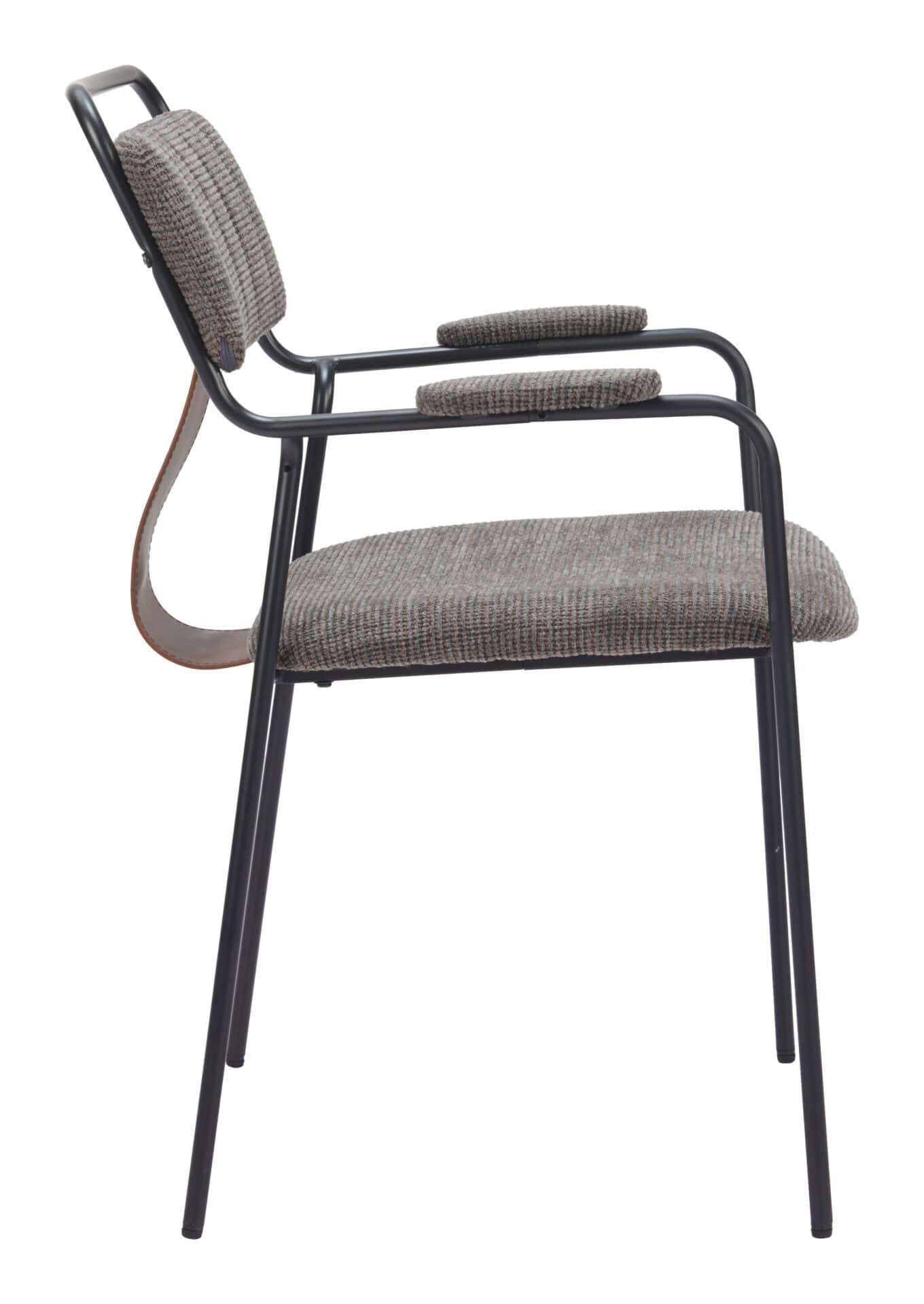 Butterscotch Brown Upholstered Dining Chair with Arms, Steel Frame (Set of 2) 2 Butterscotch Brown Upholstered Dining Chair with Arms, Steel Frame (Set of 2) - Image 2
