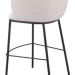 Ivory Teddy Fabric Barstool with Footrest and Steel Frame