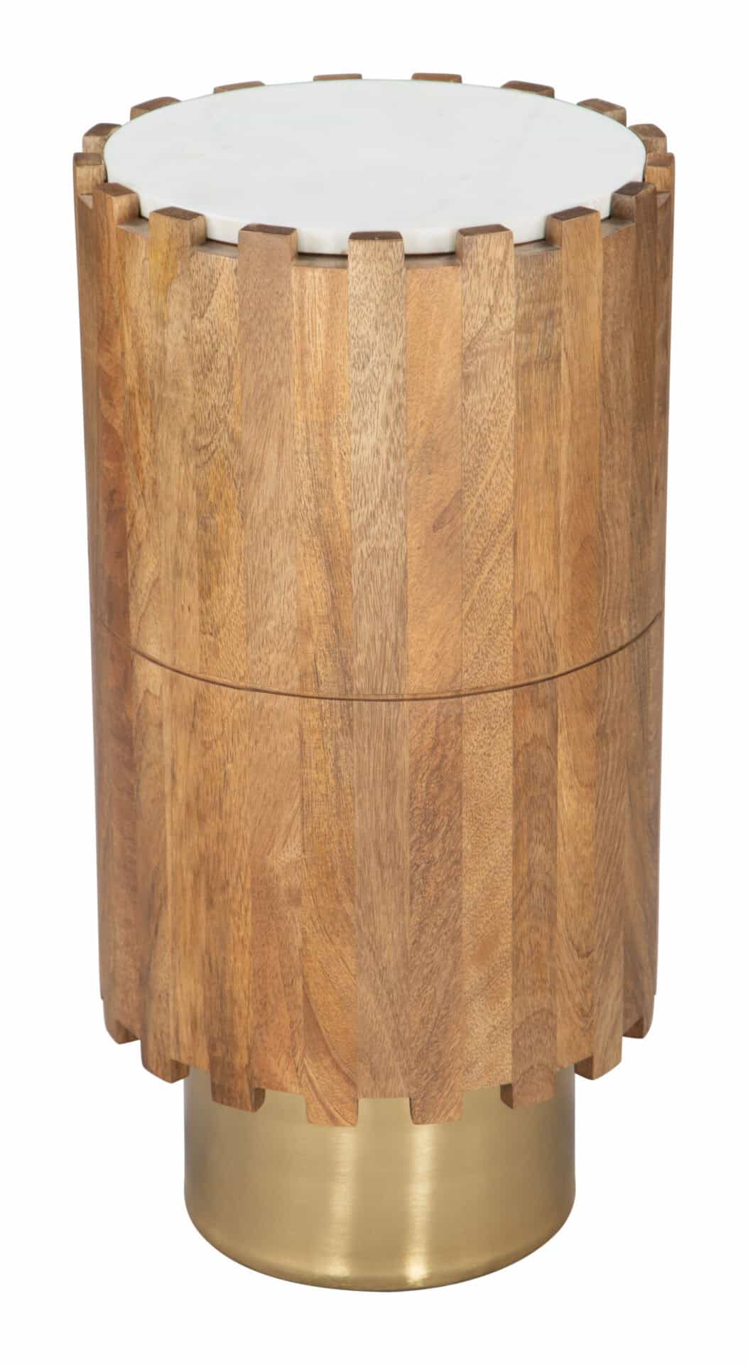 Natural Wood and Marble Round Drink Table for Small Spaces 2 Natural Wood and Marble Round Drink Table for Small Spaces - Image 2
