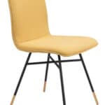Yellow Polyester Upholstered Dining Chair with Gold-Tipped Legs (Set of 2) 11 Yellow Polyester Upholstered Dining Chair with Gold-Tipped Legs (Set of 2)
