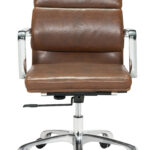 Vintage Brown Faux Leather Swivel Office Chair with Adjustable Height