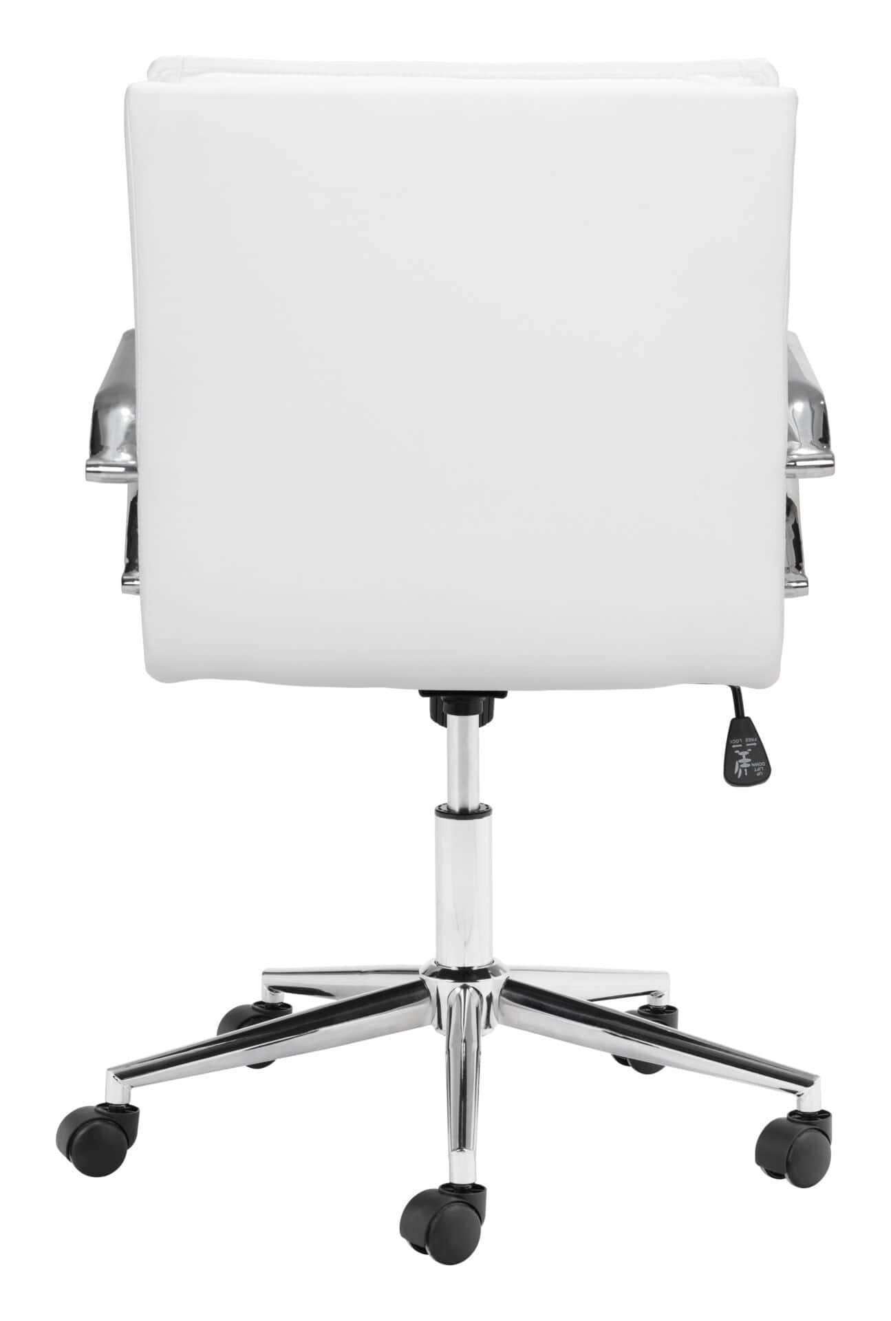 White Faux Leather Office Chair with Adjustable Height and Tilt Function 5 White Faux Leather Office Chair with Adjustable Height and Tilt Function - Image 5