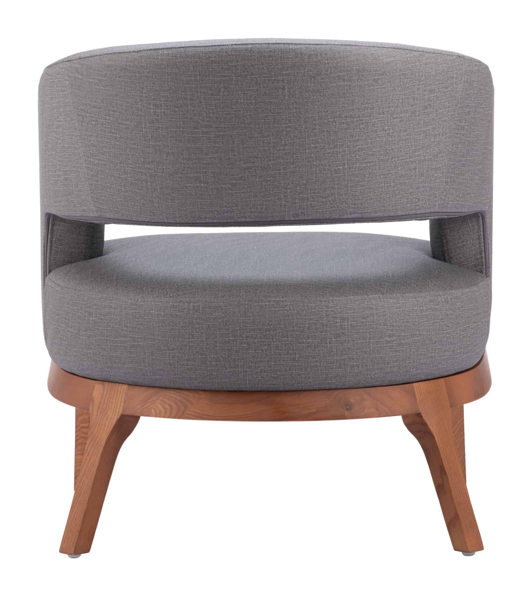 Slate Gray Vinyl Accent Chair with Wood Base and Armrests 6 Slate Gray Vinyl Accent Chair with Wood Base and Armrests - Image 6