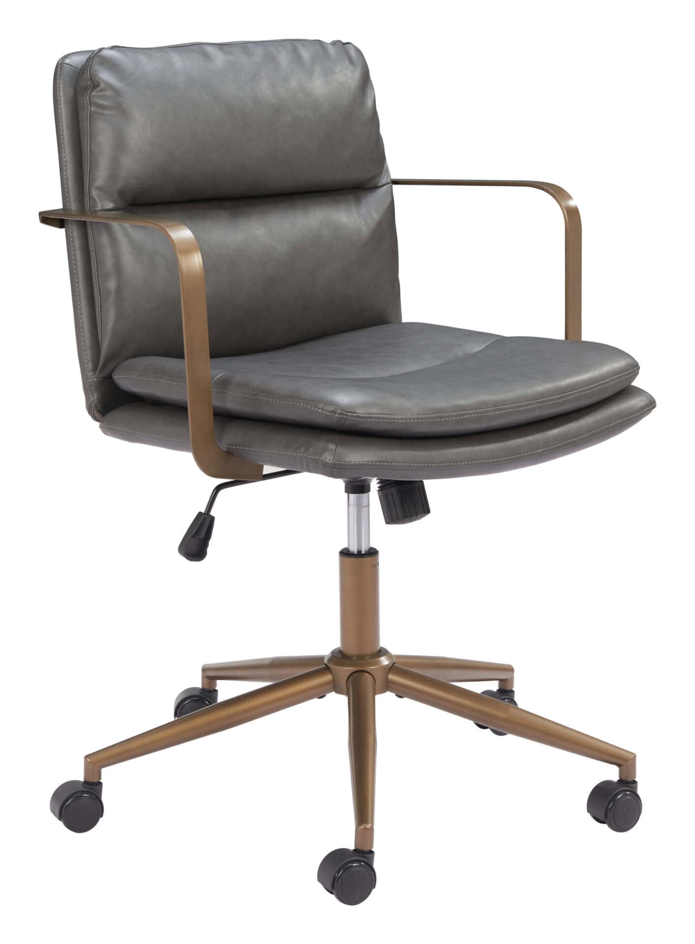 Modern Gray Office Chair with Faux Leather and Adjustable Height 1 Modern Gray Office Chair with Faux Leather and Adjustable Height