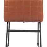 Brown Tufted Faux Leather Dining Chair Steel Frame (Set of 2)