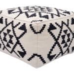 Boho Woven Cotton Ottoman with Rubber Feet Beige and Black 9 Boho Woven Cotton Ottoman with Rubber Feet Beige and Black