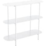 Modern White Console Table with Steel Frame and Oval Top