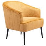 Boho Chic Yellow Accent Chair with Velveteen Corduroy and Wood Legs
