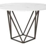 Round Marble-Look Dining Table with Antique Bronze Steel Base 12 Round Marble-Look Dining Table with Antique Bronze Steel Base