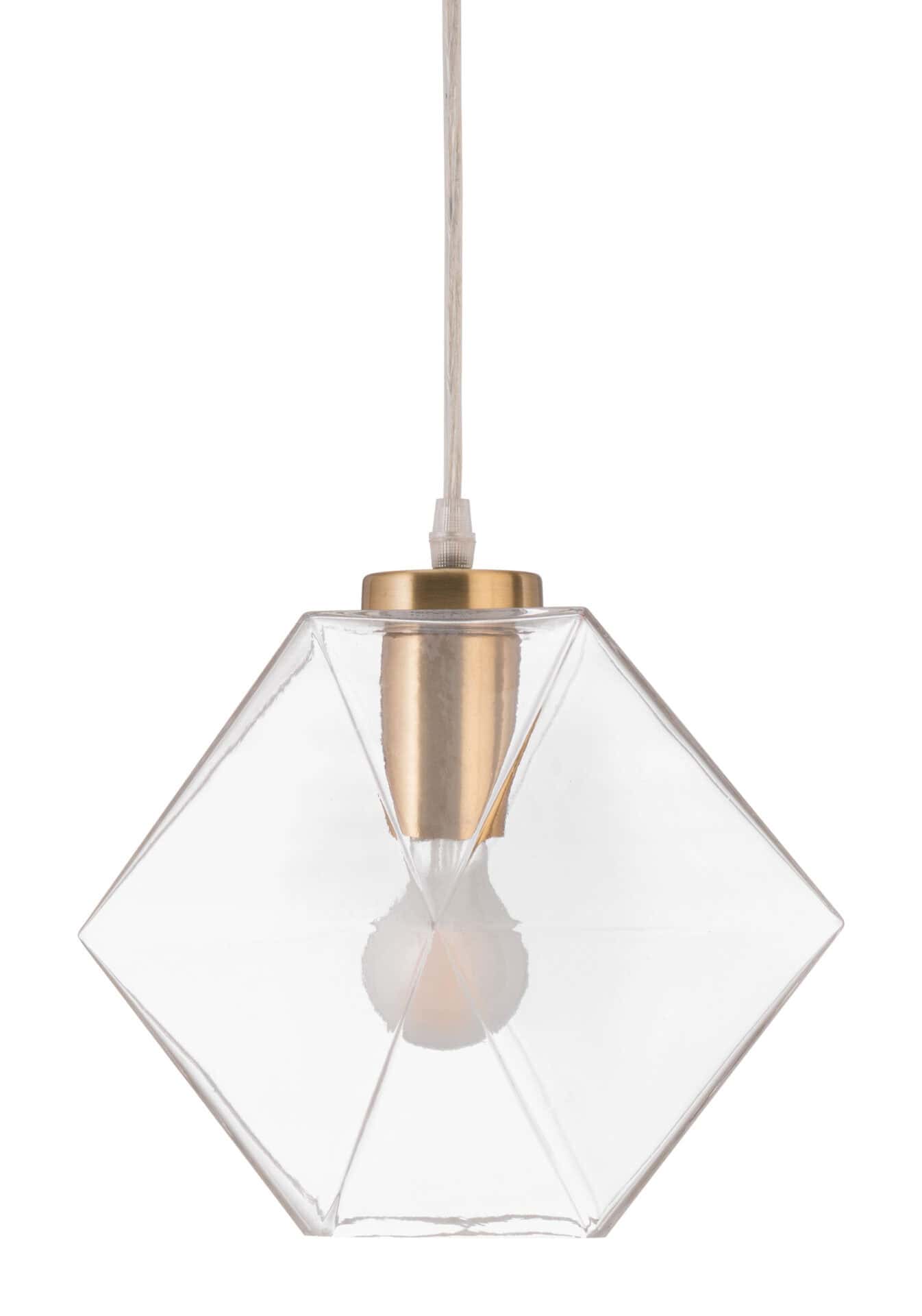 Geometric Brass Ceiling Lamp with Tempered Glass Shade 4 Geometric Brass Ceiling Lamp with Tempered Glass Shade - Image 4