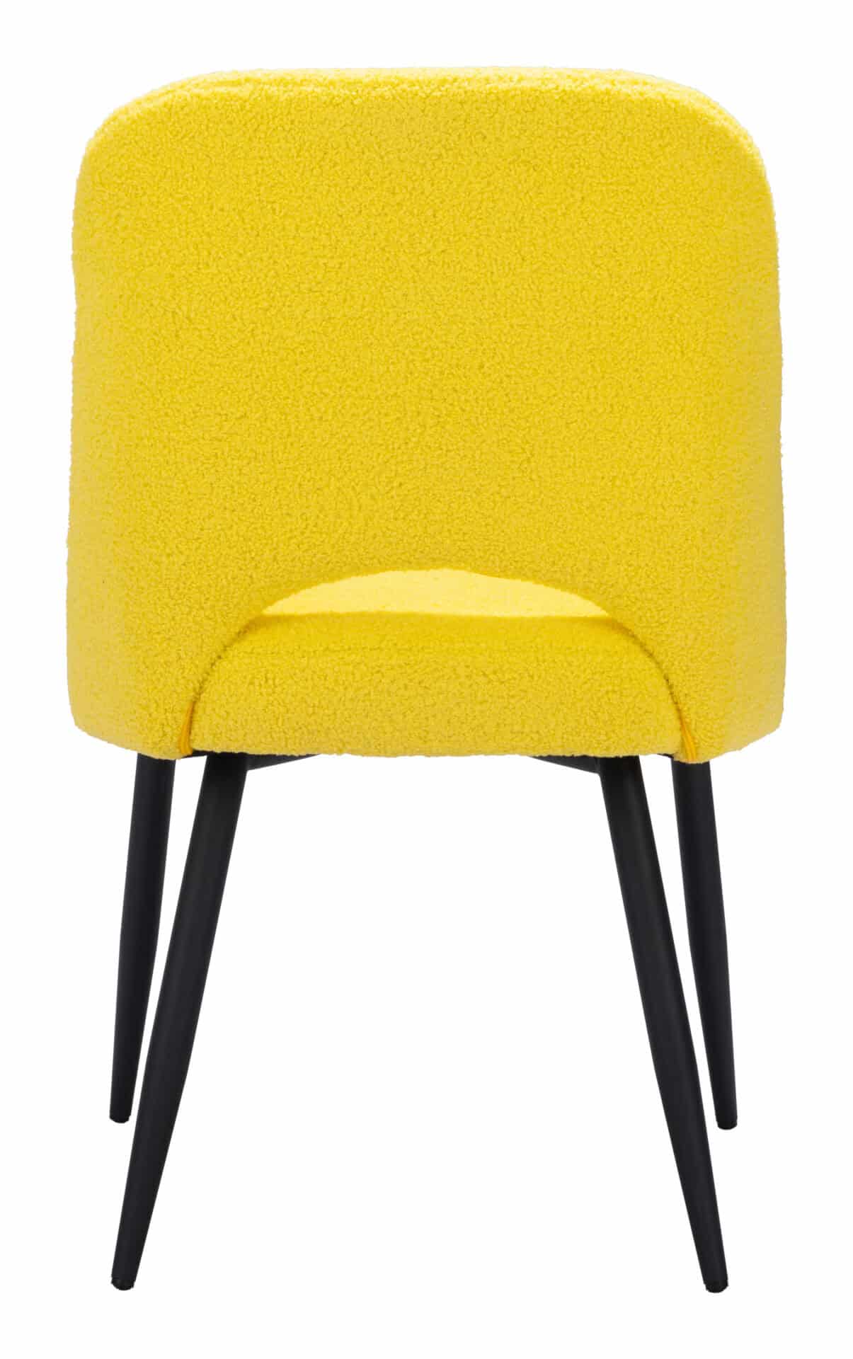 Yellow Shearling-Style Dining Chair with Steel Legs (Set of 2) 7 Yellow Shearling-Style Dining Chair with Steel Legs (Set of 2) - Image 7
