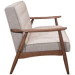 Modern Three-Seat Sofa with Tufted Cushions, Putty Fabric Finish