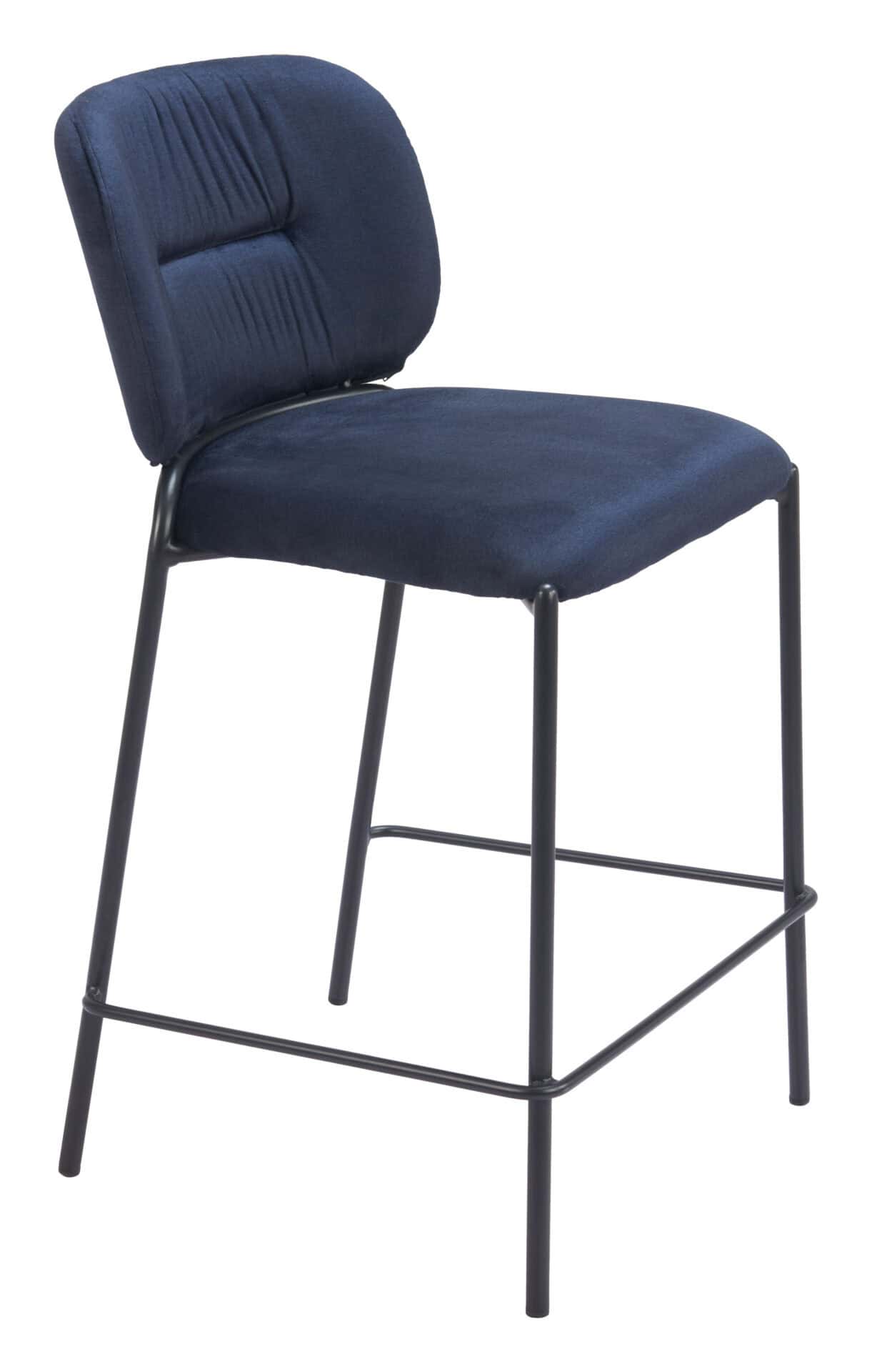 Velvet Upholstered Counter Stool with Footrest in Blue (Set of 2) 6 Velvet Upholstered Counter Stool with Footrest in Blue (Set of 2) - Image 6