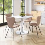 Mid-Century Modern Stackable Dining Chair with Steel Frame (Set of 2)