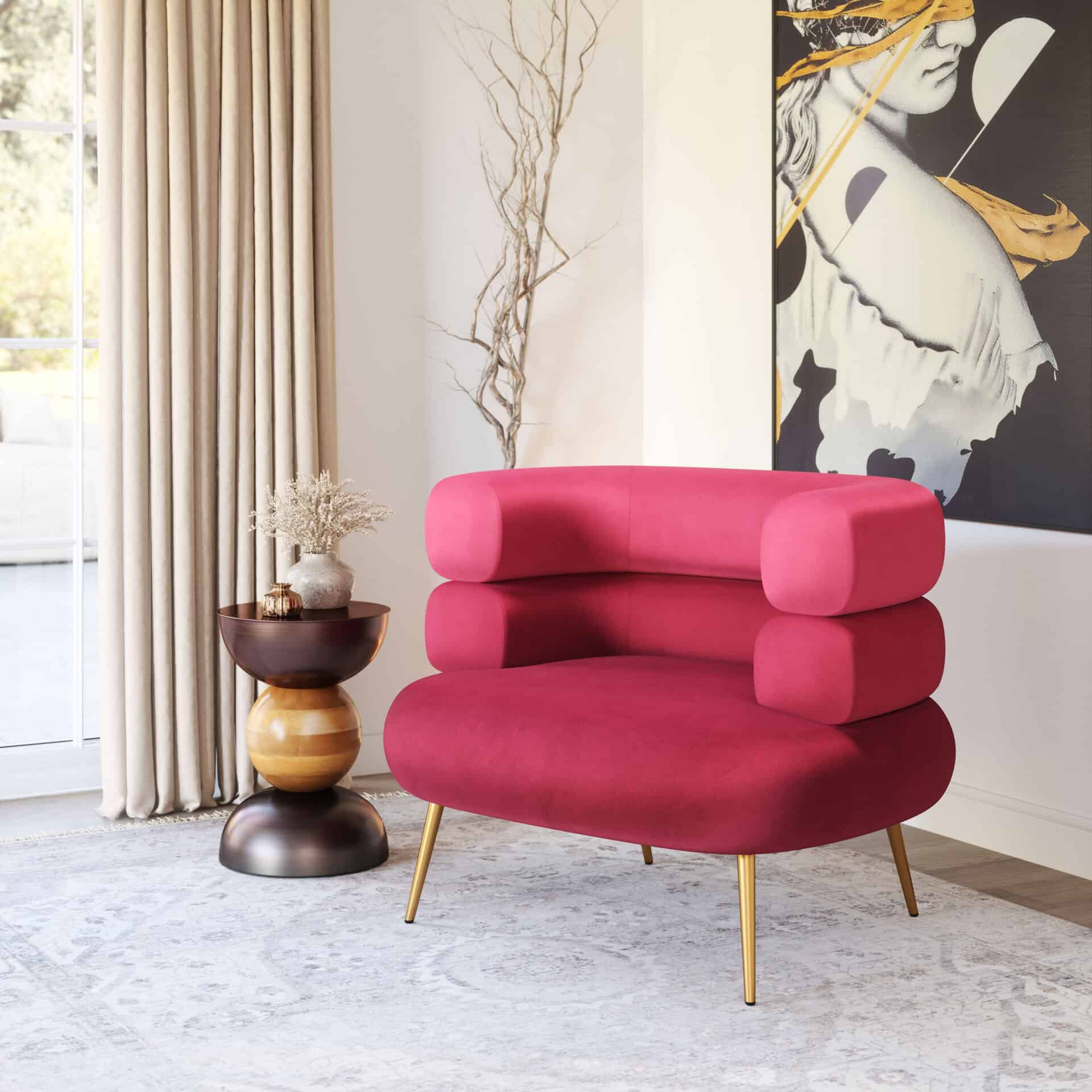 Velvet Accent Chair with Steel Frame and Rubber Feet Protection 1 Velvet Accent Chair with Steel Frame and Rubber Feet Protection