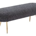 Velvet Black Bench with Steel Legs, Modern Design, Seats 2 6 Velvet Black Bench with Steel Legs, Modern Design, Seats 2